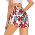 thumbnail image 4 of Picia Lilies Flowers Pattern Women's 2 in 1 Athletic Running Shorts High Waisted Workout Casual Gym Sweat Shorts with Comfy Liner Zipper Pockets-X-Large, 4 of 9