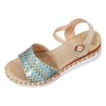 thumbnail image 6 of Women's Espadrille Wedge Sandals Ankle Strap Platform Open Toe Boho Braided Band Wedges Heels Beach Vacation Dress Shoes Sky Blue Size 6.5, 6 of 6