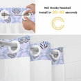 thumbnail image 2 of No Hook Shower Curtains with Snap-in Liner Set, Spring Floral Waterproof Hotel Style Bathroom Shower Curtain, Retro Flowers Leaves Botanical Light Blue Breathable Mesh Top Bath Curtains 72''x78'', 2 of 9