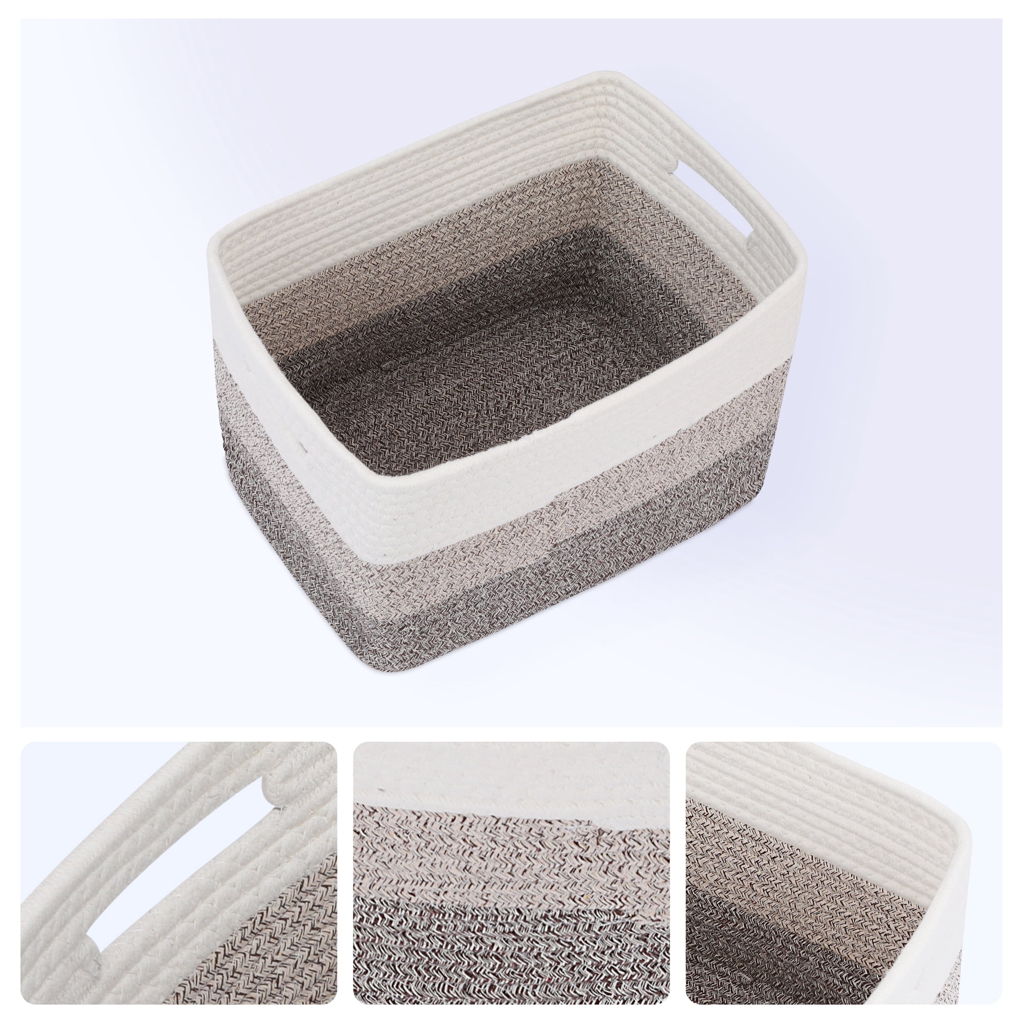 Unique Bargains Storage Basket with Handles Brown 15*9.8*9.1in