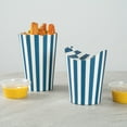 thumbnail image 6 of Restaurantware-Bio Tek 16 Ounce French Fry Cups, 100 Disposable French Fry Holders - With Fold-Down Cover, Tab Lock Closure, Striped Paper Cups, For Onion Rings, Chips, or Popcorn, Stackable, 6 of 10