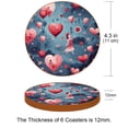 thumbnail image 3 of Valentine's Day 6pcs Round Coasters Set, Microfiber Leather Drink Coasters, 11x11 cm/4.3x4.3 in Size for Decoration, 3 of 6