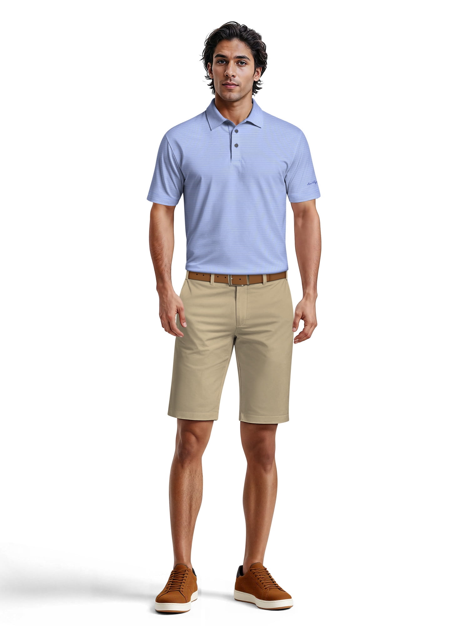 Ben Hogan Men's & Big Men's Performance Fine Line Printed Short Sleeve Polo Shirt, up to 5XL