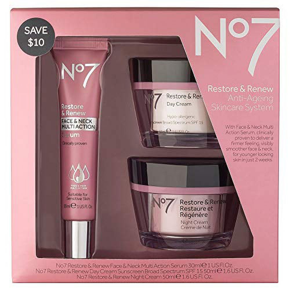 No7 Restore & Renew Face & Neck Multi Action Skincare System - Walmart.com
