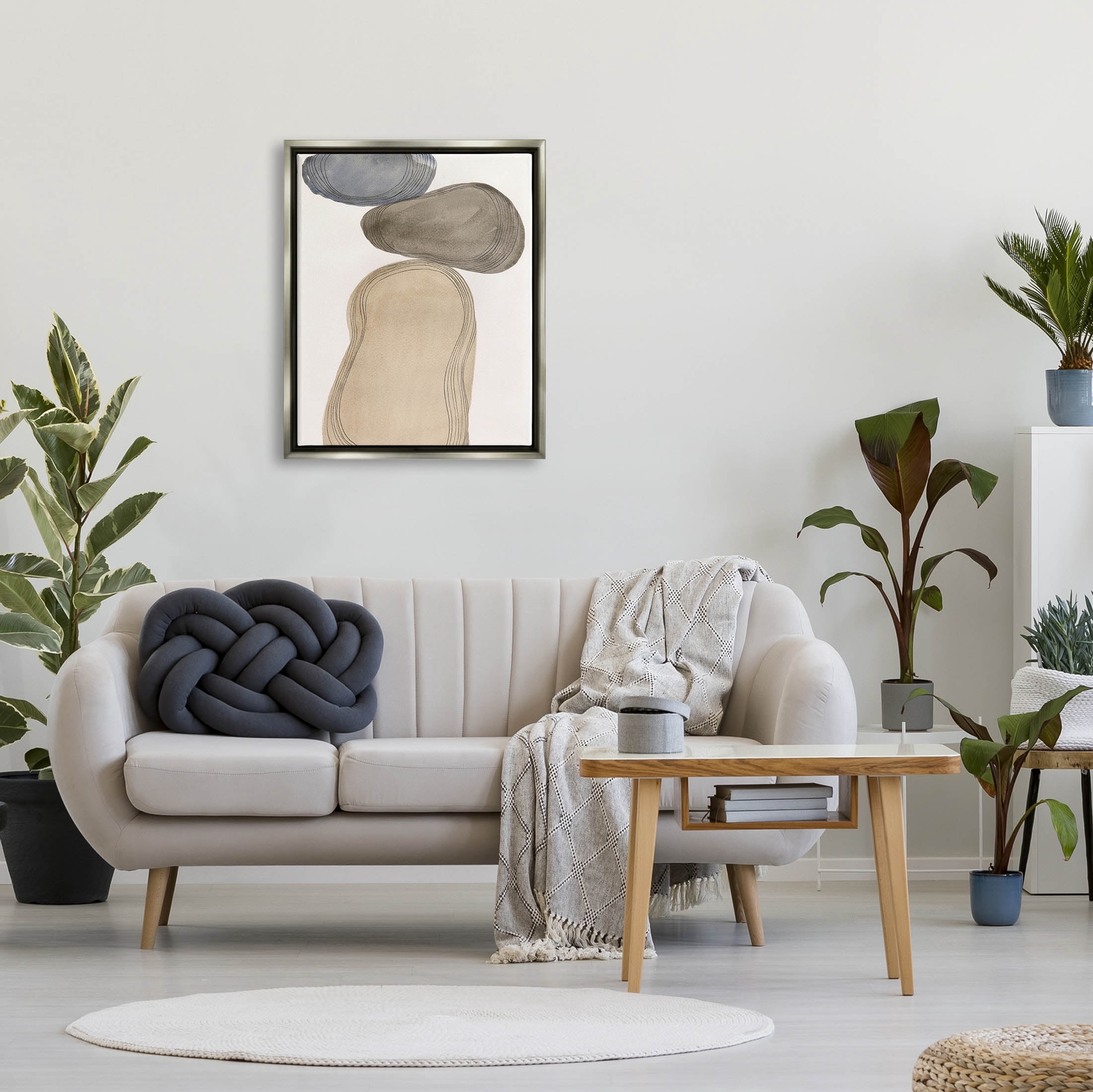 Stupell Industries Contemporary Circular Shapes Arrangement Graphic Art Luster Gray Floating Framed Canvas Print Wall Art, Design by Laura Marr
