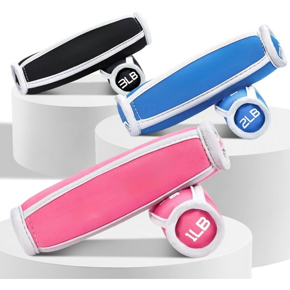 Walking Hand Weights – Soft Dumbbell Set 1–3 LB with Straps for Running, Yoga, and Physical Therapy Workouts