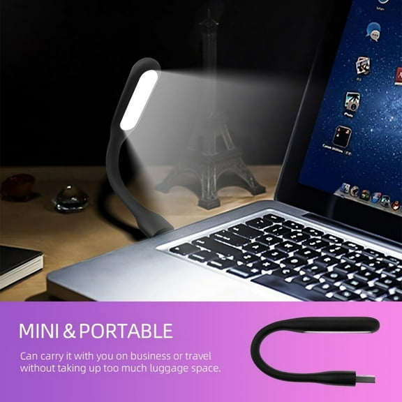 USB LED Power Bank Light Flexible Gooseneck Reading Book Light Eye Protection Mini Night Light Black