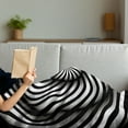 thumbnail image 3 of Spires Soft Flannel Fleece Throw Blanket, Minimalist Hypnotic Vortex Curve in a Twisted Geometric Progression Themed Print, Cozy Plush for Indoor and Outdoor Use, 50" x 70", Black White, by Ambesonne, 3 of 5