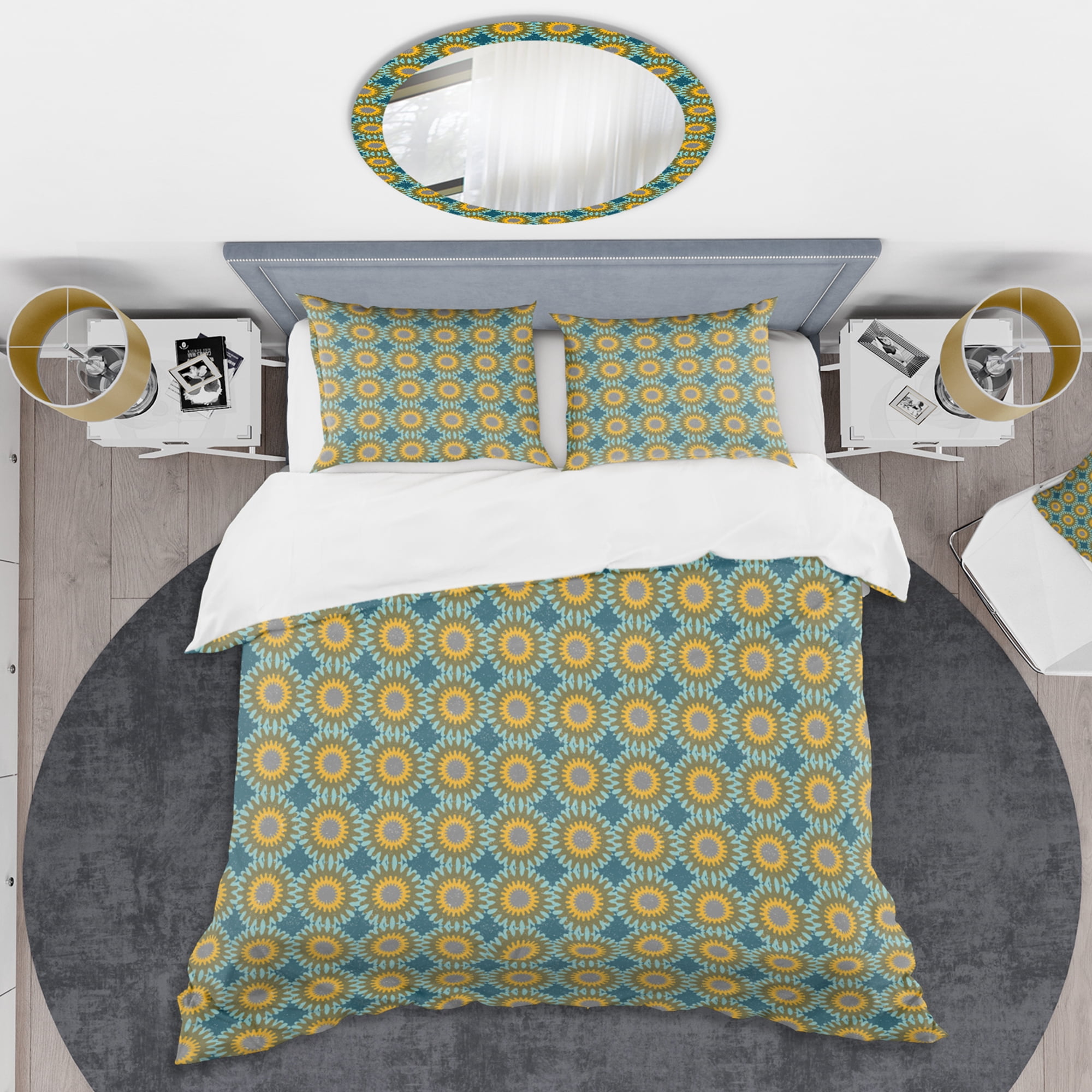 Designart 'Retro Circular Pattern I' Mid-Century Modern Duvet Cover Set