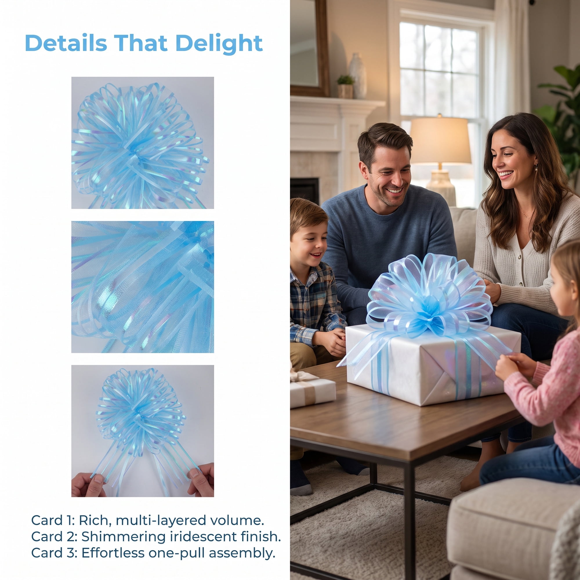 Unique Bargains Crush-Resistant Ribbon Bow for Birthday and Special Occasions Light Blue