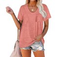 thumbnail image 2 of Babysbule Women's Summer Tops Clearance Women Casual Short Sleeve Flared Sleeves V-Neck Solid Loose T-Shirt Blouse Tops, 2 of 9