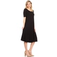 thumbnail image 4 of FashionStream MOA Women's Short Sleeve Jersey Knit A-Line Midi Dress, 4 of 6