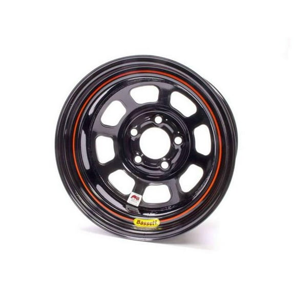 Bassett 58DC4I IMCA D-Hole Wheel - 15 x 8 in. - 5 x 4.75 in. - Black - 4 in. Back Spacing - 19 lbs