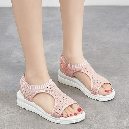 

BRISEZZS Women s Platform Sandals Casual Wedges Fish Mouth Sport Summer Slide Sandals #283 Pink