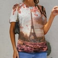 thumbnail image 6 of Blossoming Paris Eiffel Tower Women's T-Shirt Short Sleeve T Shirts Tops Tee Ladies Loose T, 6 of 6