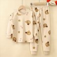 thumbnail image 2 of masbird Toddler Girls Boys Dailywear Outfits Set 2-piece Pajamas Sleepwear Pjs for Baby Spring Fall Winter Kids Loungewear Set for 6-24 Months 2t 3t 4t 5t 6t 7t 8t 9t(Beige,2-3 Y), 2 of 4