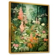 thumbnail image 2 of Designart "Enigmatic Pink and Green Garden Flowers III" Abstract Framed Wall Art - Modern Pink Tachisme Hallway Framed Wall Art Decor, 2 of 6