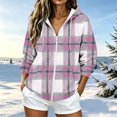 thumbnail image 7 of cocolona Womens Plaid Hoodies Casual Long Sleeve Zipper Vintage Sweatshirts Hooded Drawstring Fall Trendy Outfits, 7 of 7