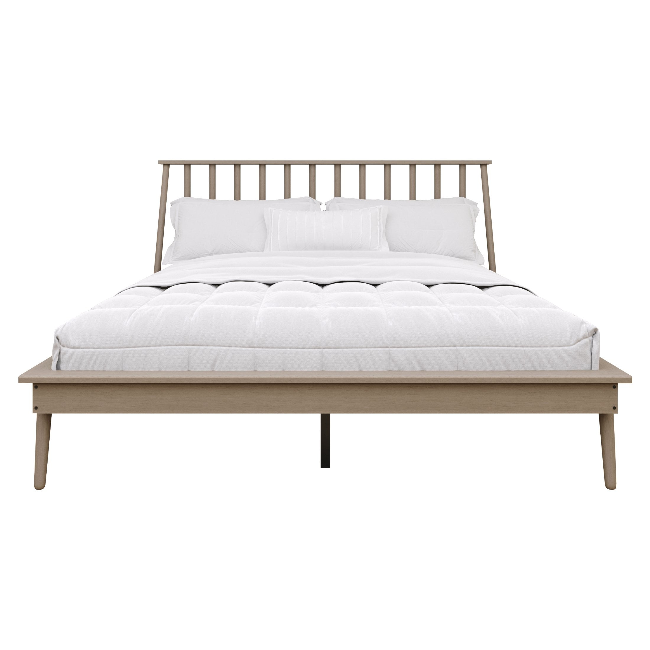 Castle Place Vintage Spindle Wooden Queen Platform Bed, Antique Grey