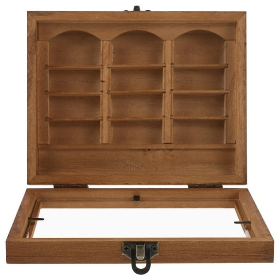 FRCOLOR  Miniature Display Book Shelf Dollhouse Bookcase Light Brown