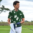 thumbnail image 4 of Daiia Christmas tree green plaid Pattern Men’s Polo Shirts,Solid Deck Shirt,Classic Fit, Breathable Cotton Polo for Casual and Sport Wear-4X-Large, 4 of 7