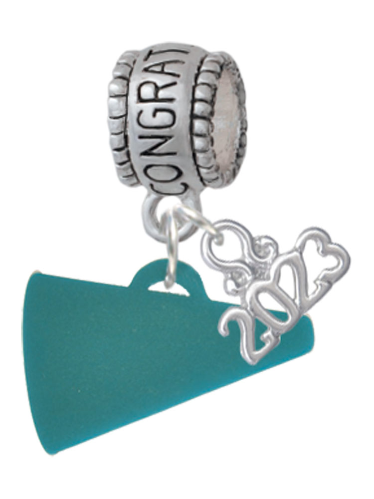 Delight Jewelry Acrylic 3/4" Teal Megaphone Congratulations Charm Bead