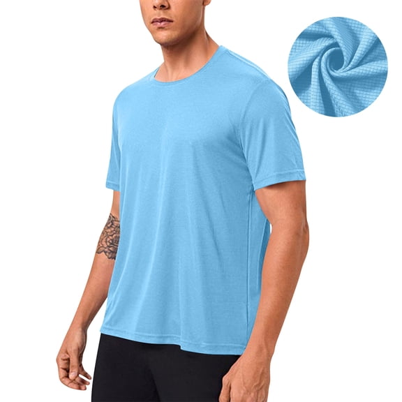 Chiccall Mens Summer Lightweight Athletic Tees Stretch Wrinkle-Free Workout Gym Running T Shirts Crew Neck Short Sleeve
