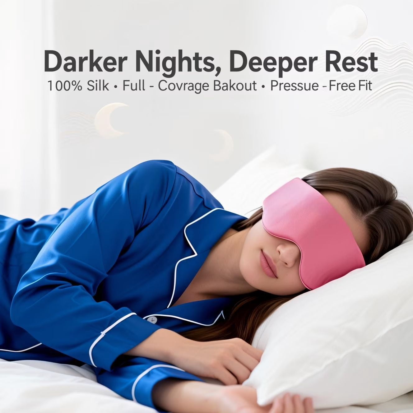 FACEMOON Ultra Slim 22 Momme 100% Mulberry Silk Eye Mask, Adjustable
