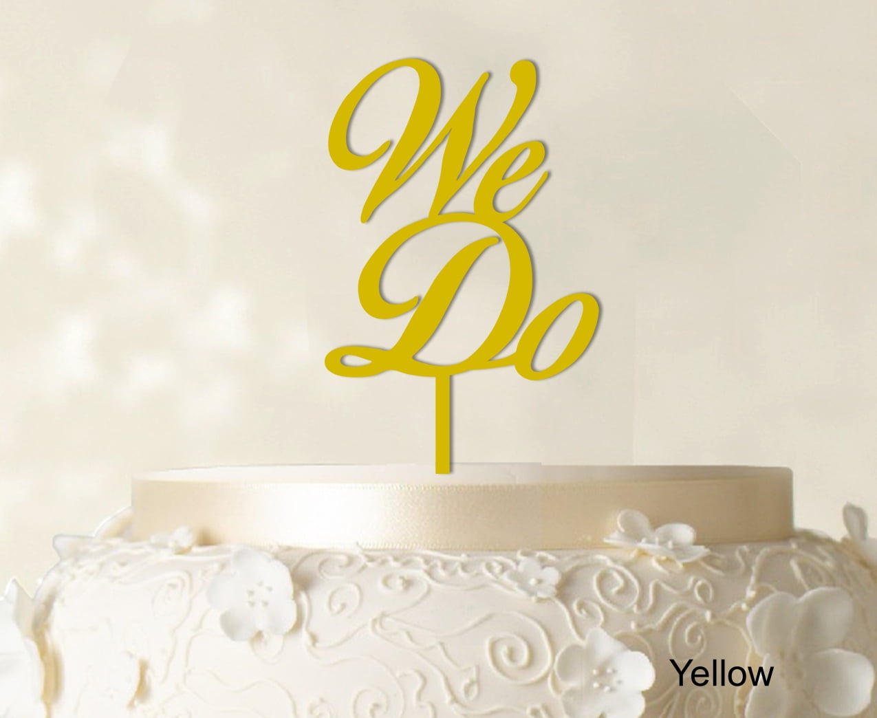 "We Do Wedding Cake Topper Personalized Yellow Cake Topper Color Option