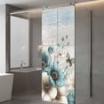 thumbnail image 3 of Teal Tulip Butterfly Window Privacy Film, Beige Turquoise Floral Farmhouse Blue Static Cling UV Sun Blocking Heat Control Window Tint Day and Night, Non-Adhesive One Way Privacy Cover 23.6''x59'', 3 of 7