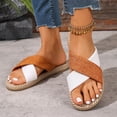 thumbnail image 2 of Tqyyweavej Women's Oversized Flatform Sandals Open Toe Beach VacationWoven Sandals Color Block Cross Dressy Sandals Gifts for Women, 2 of 7