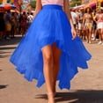 thumbnail image 2 of Jamsmile Women Tulle Skirts Mesh Layered Asymmetrical High Elastic Waistband Skirt Flowy Chiffon Tiered Ruffle Hem Skirts, 2 of 5