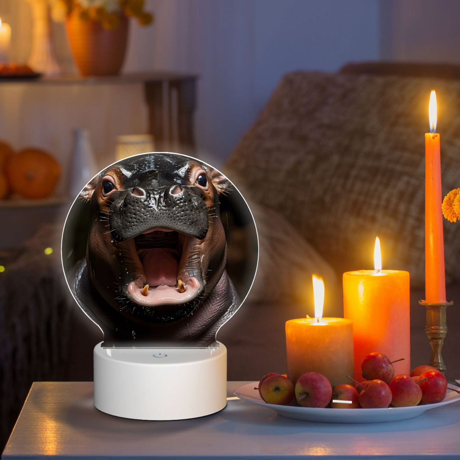 Naloa Playful Baby Hippo Splash Acrylic LED Night Light Custom LED Lights Personalized Nightlight Customized Gifts for Family Couples Friends