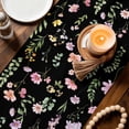 thumbnail image 3 of Pink Spring Floral Table Runner - 108 Inch Long Flowers Botanical Elegant Pastoral Black Cotton and Linen Blended Dress Scarves Farmhouse Table Runner for Kitchen Dining, Coffee Table, 13" x 108", 3 of 8