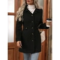 thumbnail image 6 of Women'S Winter Classic Outwear Overcoat with Pockets Single Breasted Pea Coat Black S, 6 of 9