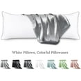 thumbnail image 3 of Body Pillow with Satin Pillowcase, Cooling Body Pillow for Adults, Removable Cover, Silver Grey (20"x54"), 3 of 8