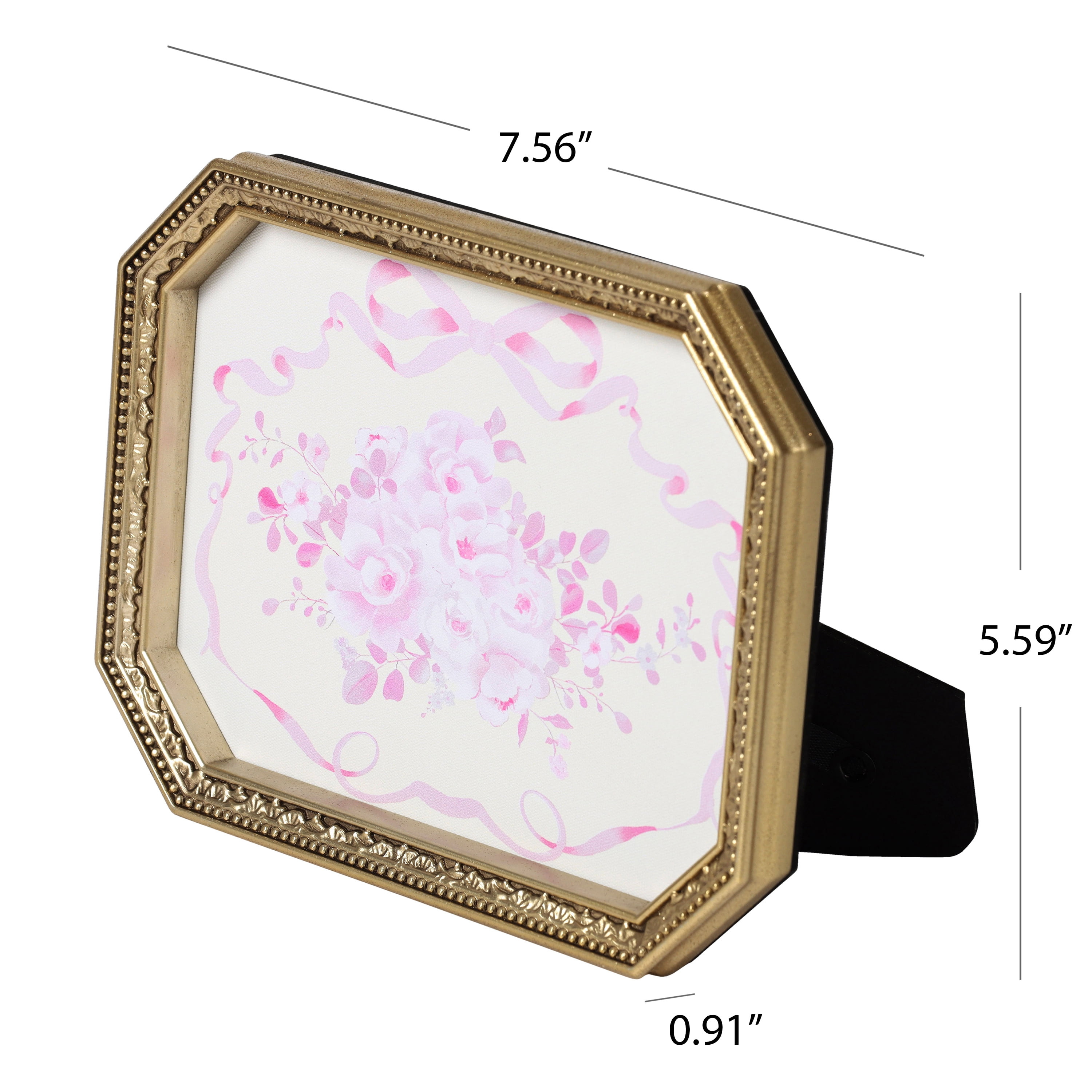 Mainstays Gold Framed Canvas Art with Pink Floral and Bows