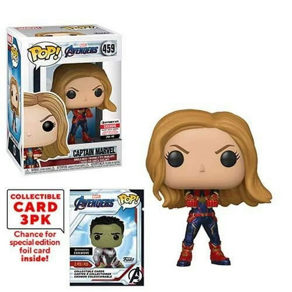 Funko Pop! Marvel Avengers Captain Marvel (Endgame) with Collector Cards Entertainment Earth Exclusive