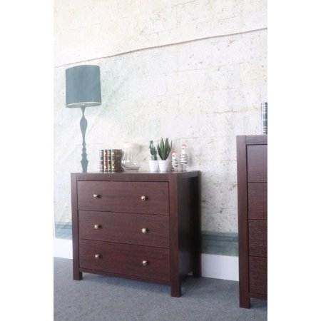 Capacious 3 Drawer Storage Chest With Metal Glides Cherry Brown