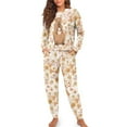 thumbnail image 4 of Tutolipy Capybara Daisy Printed Womens Pajama Sets Crewneck Sleepwear Soft Pjs Set Long Sleeve Tops Jogger Pants Pajama Sets, M, 4 of 7