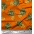 thumbnail image 1 of Soimoi Orange Velvet Fabric Pine Fruits Printed Fabric 1 Yard 58 Inch Wide, 1 of 3