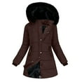 thumbnail image 4 of Women's Winter Puffer Coat Winter Sherpa Lined Faux Fur Hooded Mid Long Parka Coat Fleece Lined Down Jacket Waterproof Faux Fur, 4 of 7