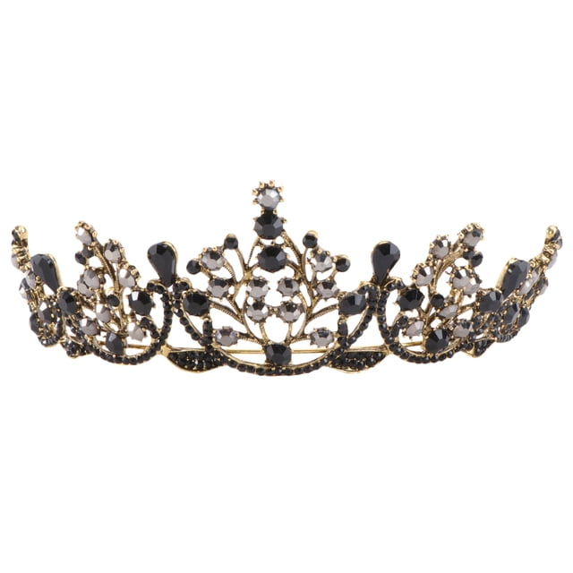 1 Pce Couronne Vintage Style Baroque Coiffe de Mariage (Noir)