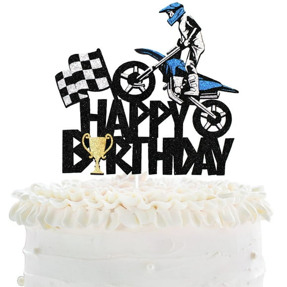 Cake Topper LHCING de Motocross para Cumpleaños 13,7 x 12,8 cm