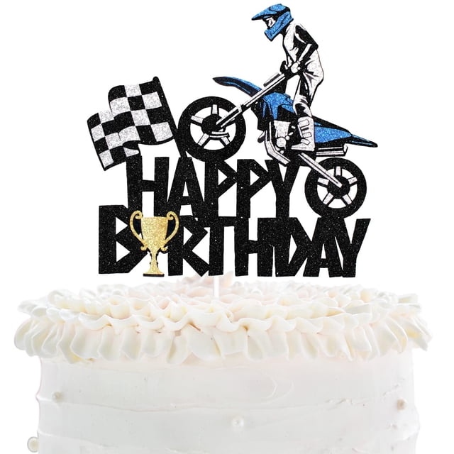 Cake Topper LHCING de Motocross para Cumpleaños 13,7 x 12,8 cm