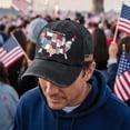 thumbnail image 4 of GrmtClth Usa 250th Anniversary Hat Patriotism American Flag Print Baseball Cap Classic Distressed Washed Cap Trend Adjustable Headwear Black, 4 of 7