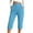 80# Blue, variant on Women's Pull On Linen Capri Pants Cropped High Waisted Spring Summer Casual Side Button Elastic Waist Straight Wide Leg Cropped Pant Black S