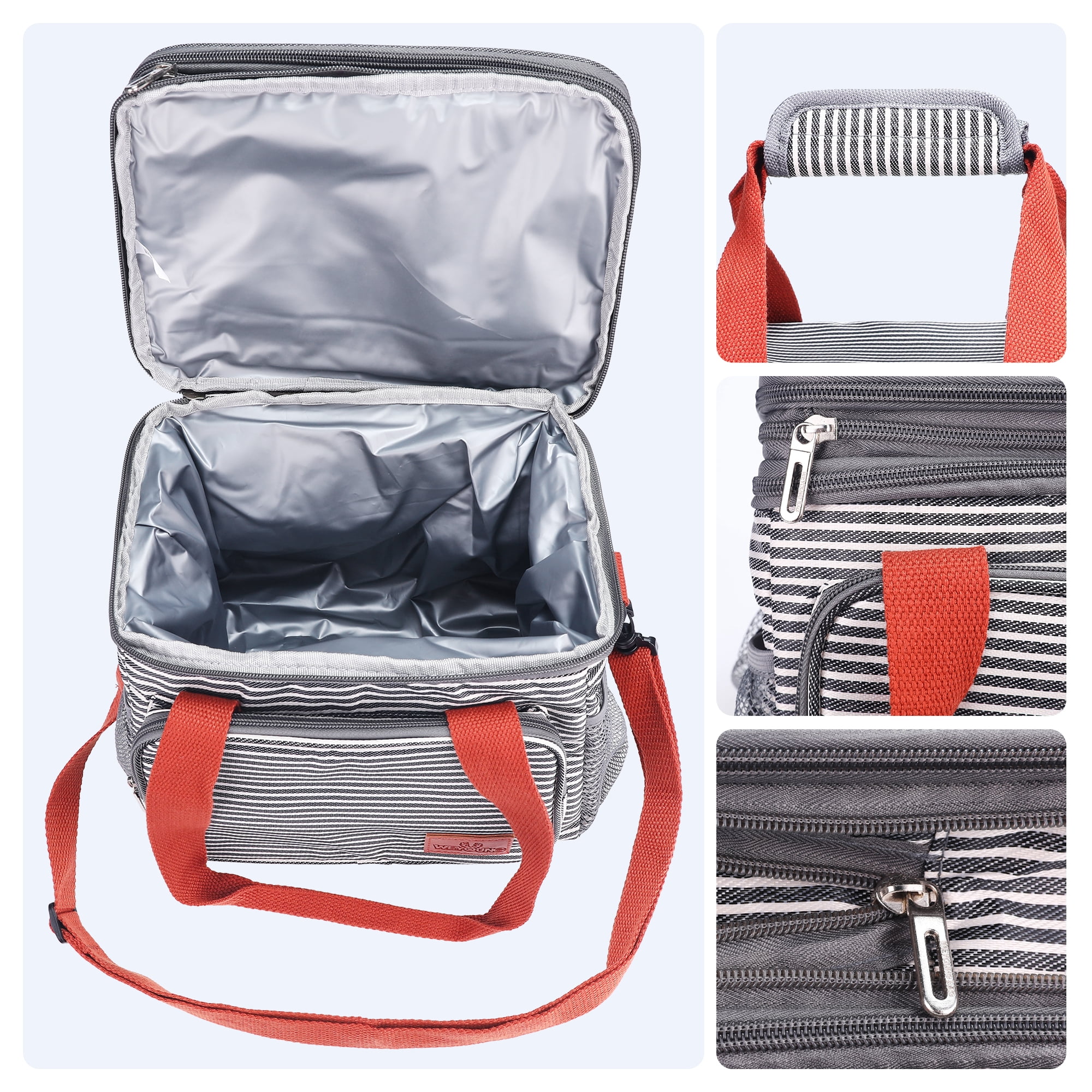 Unique Bargains Insulated Lunch Bag for Work Office, Picnic, Beach Stripe