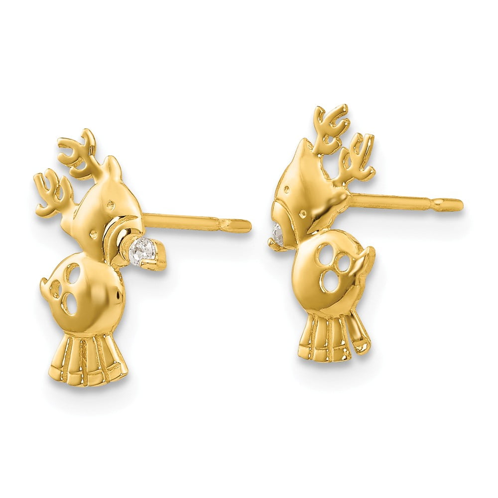 Details about   14K Yellow Gold Madi K Children's 6 MM CZ Reindeer Post Stud Earrings MSRP $117 