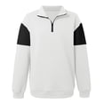 thumbnail image 4 of Telankuip Men's Lightweight Quarter Zipper Neck Sweatshirts Loose Fit Color-Block Long Sleeve Pullovers Casual Windbreaker Thermal Tops for Running Sports and Fitness White XL, 4 of 5